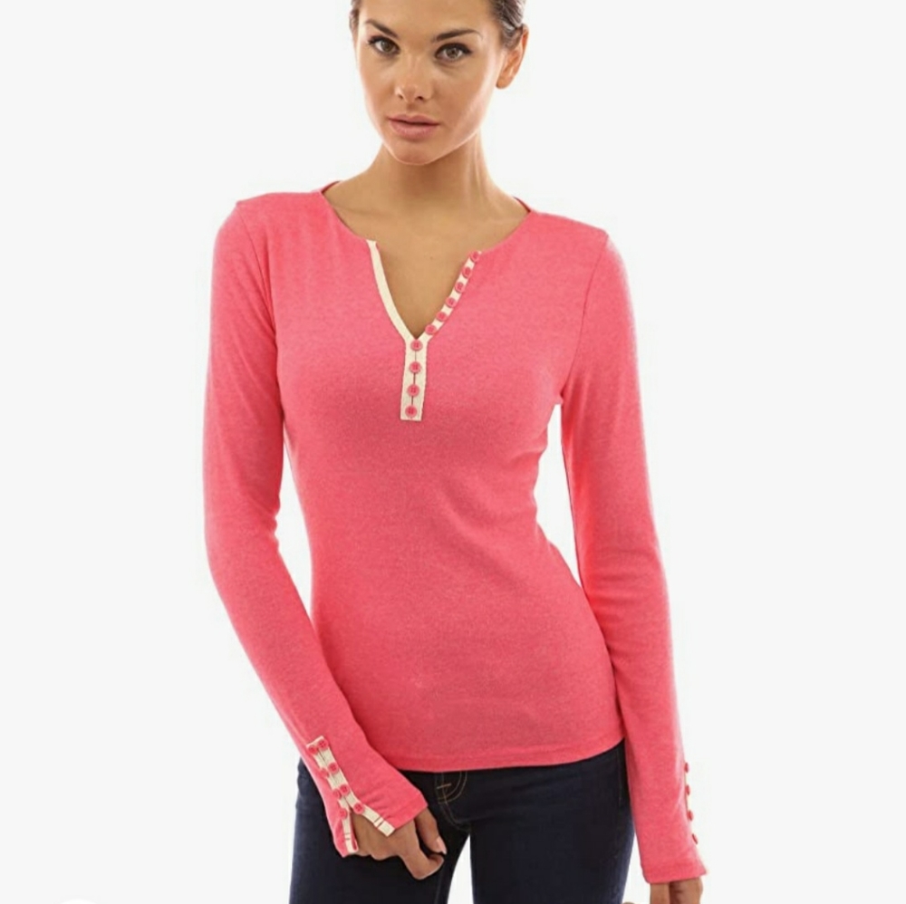 PattyBoutik Notch Neck Long Sleeve Top